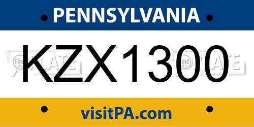KZX1300 Pennsylvania License Plate