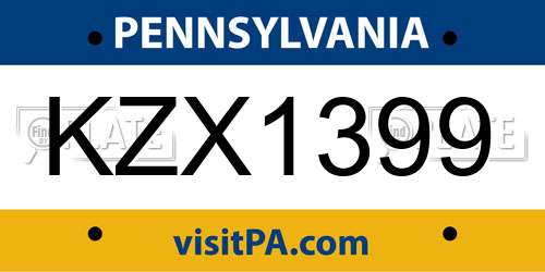 KZX1399 Pennsylvania License Plate