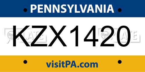 KZX1420 Pennsylvania License Plate