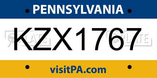 KZX1767 Pennsylvania License Plate