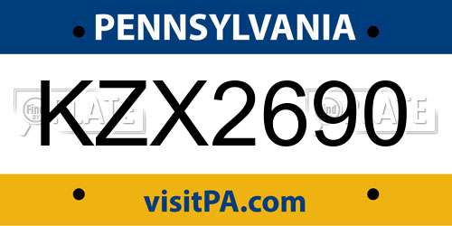 KZX2690 Pennsylvania License Plate