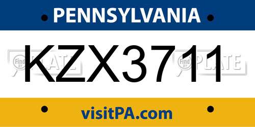 KZX3711 Pennsylvania License Plate
