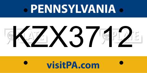KZX3712 Pennsylvania License Plate