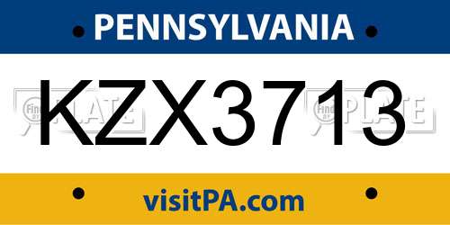 KZX3713 Pennsylvania License Plate