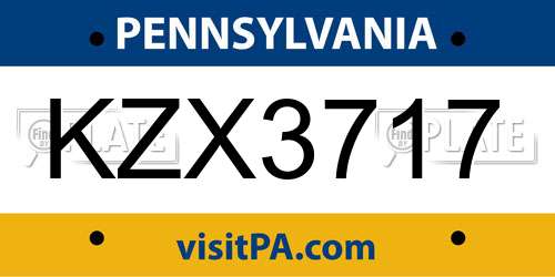 KZX3717 Pennsylvania License Plate