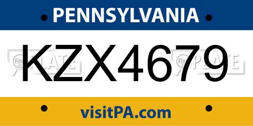 KZX4679 Pennsylvania License Plate