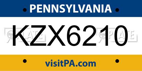 KZX6210 Pennsylvania License Plate