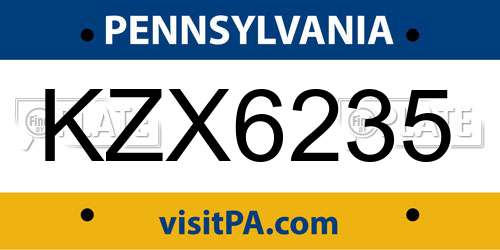 KZX6235 Pennsylvania License Plate