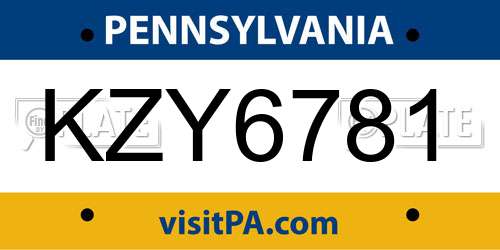 KZY6781 Pennsylvania License Plate