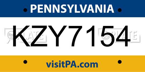 KZY7154 Pennsylvania License Plate