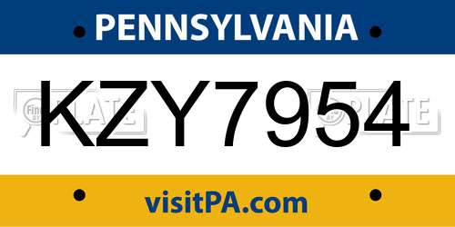 KZY7954 Pennsylvania License Plate