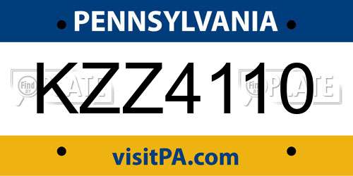 KZZ4110 Pennsylvania License Plate