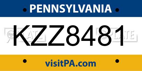 KZZ8481 Pennsylvania License Plate
