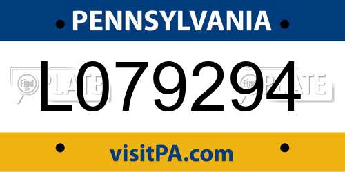 L079294 Pennsylvania License Plate