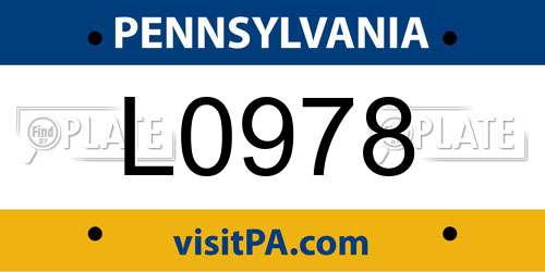 L0978 Pennsylvania License Plate