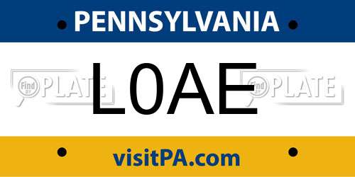 L0AE Pennsylvania License Plate