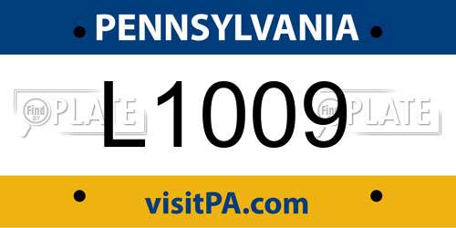 L1009 Pennsylvania License Plate