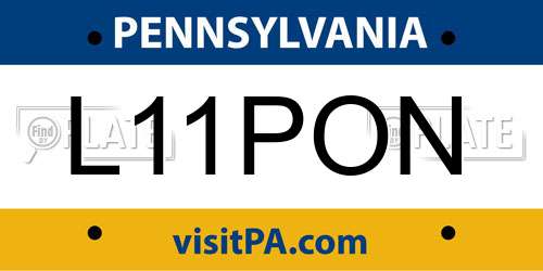 L11PON Pennsylvania License Plate