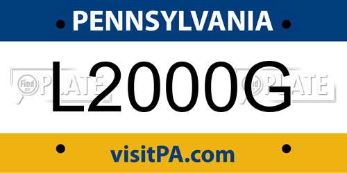 L2000G Pennsylvania License Plate