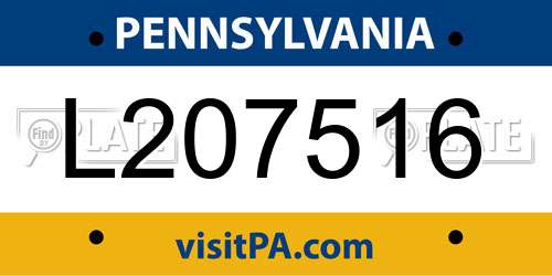 L207516 Pennsylvania License Plate