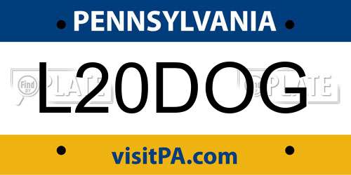 L20DOG Pennsylvania License Plate