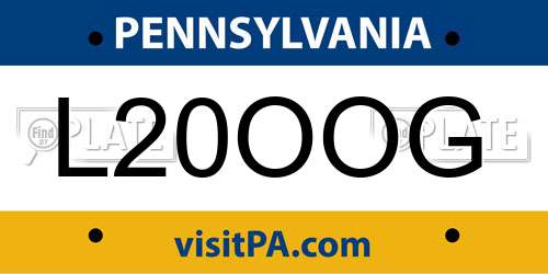 L20OOG Pennsylvania License Plate
