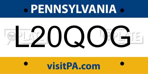 L20QOG Pennsylvania License Plate