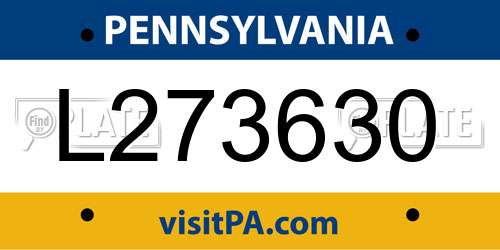 L273630 Pennsylvania License Plate
