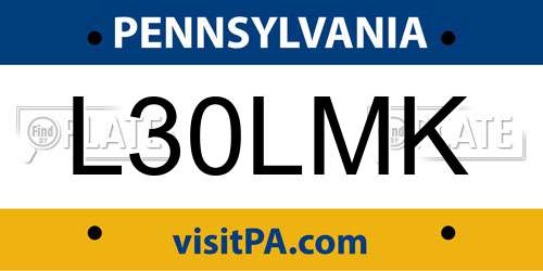 L30LMK Pennsylvania License Plate