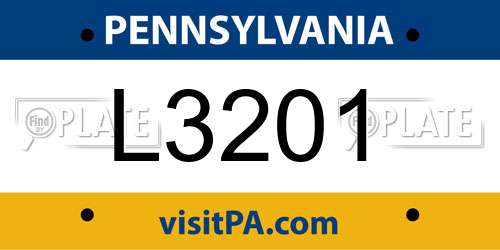 L3201 Pennsylvania License Plate