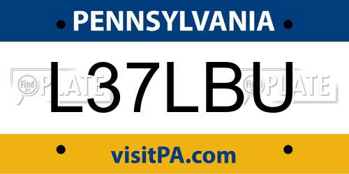 L37LBU Pennsylvania License Plate