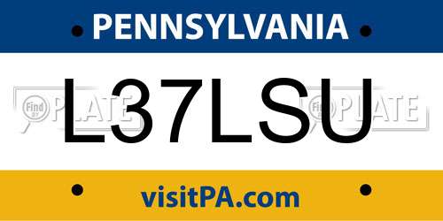 L37LSU Pennsylvania License Plate