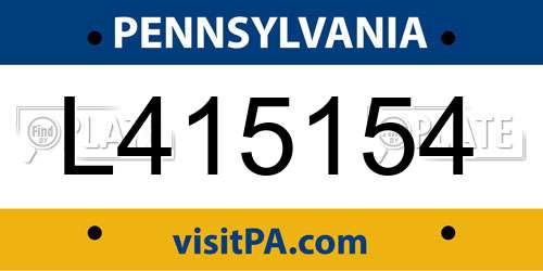 L415154 Pennsylvania License Plate