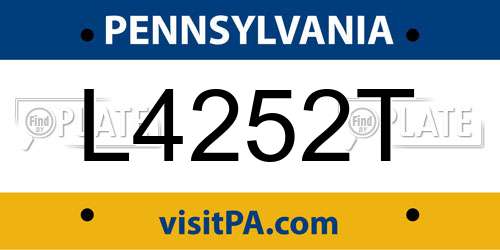 L4252T Pennsylvania License Plate