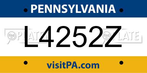 L4252Z Pennsylvania License Plate