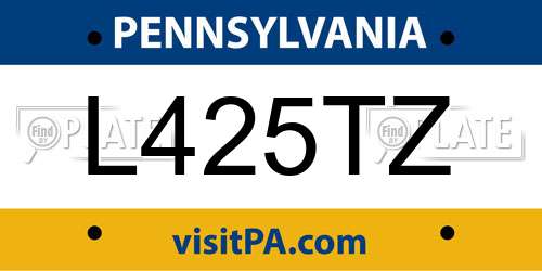 L425TZ Pennsylvania License Plate