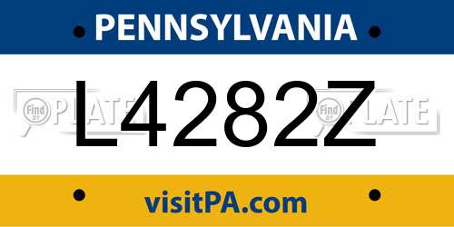 L4282Z Pennsylvania License Plate