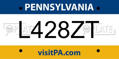L428ZT Pennsylvania License Plate