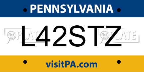 L42STZ Pennsylvania License Plate