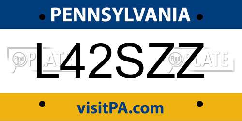 L42SZZ Pennsylvania License Plate