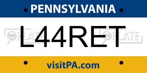 L44RET Pennsylvania License Plate