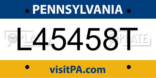 L45458T Pennsylvania License Plate