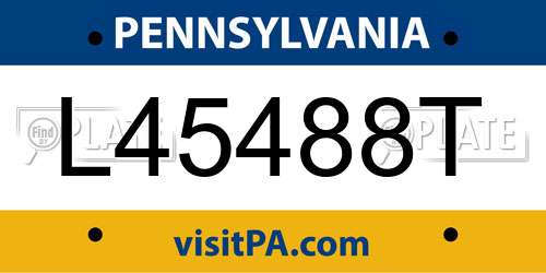 L45488T Pennsylvania License Plate