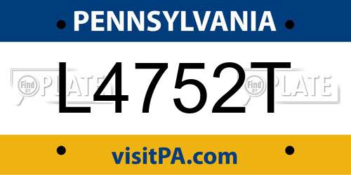 L4752T Pennsylvania License Plate