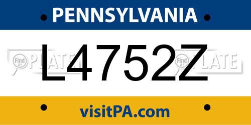 L4752Z Pennsylvania License Plate