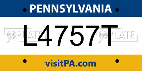 L4757T Pennsylvania License Plate