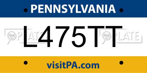 L475TT Pennsylvania License Plate