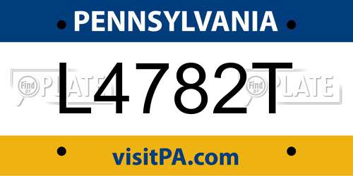 L4782T Pennsylvania License Plate