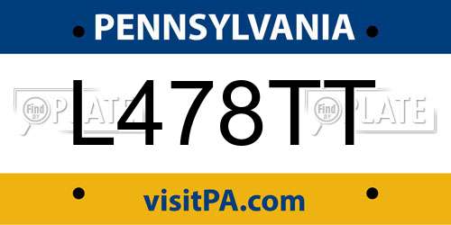 L478TT Pennsylvania License Plate
