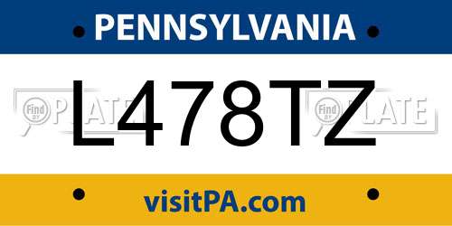 L478TZ Pennsylvania License Plate